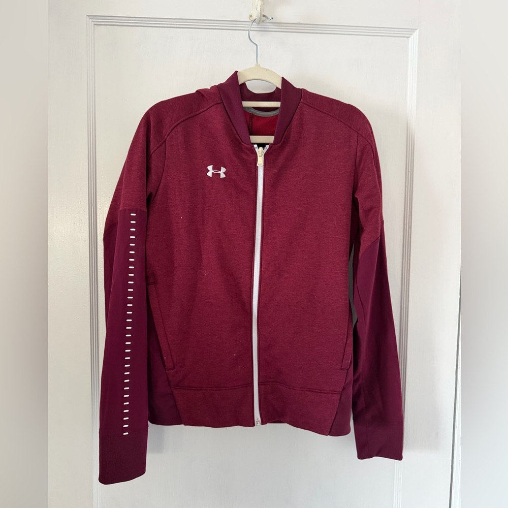 Under Armour Women's Burgundy Full-Zip Bomber Jacket